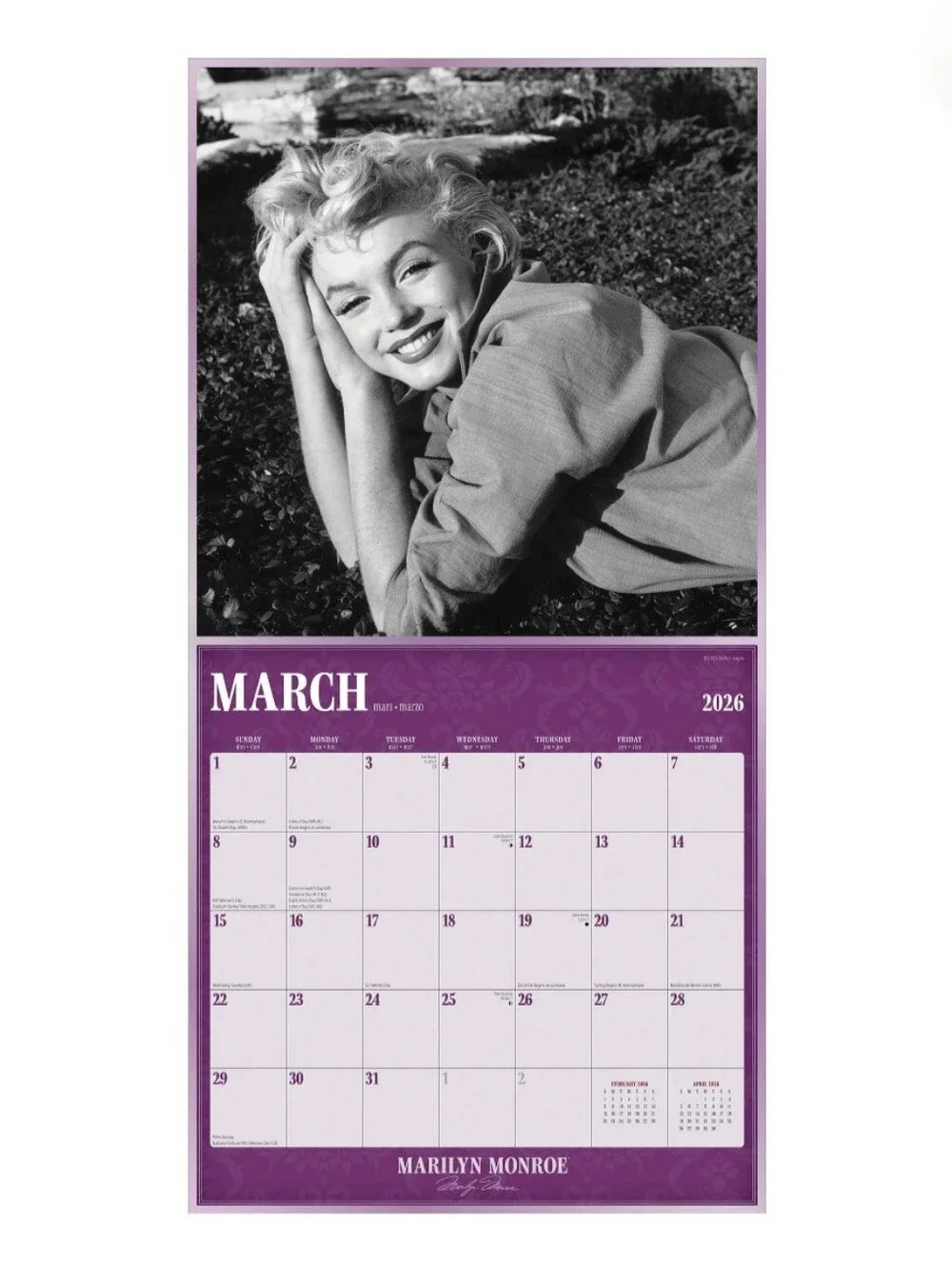Marilyn Monroe Official 2026 Full Color Wall Calendar NEW